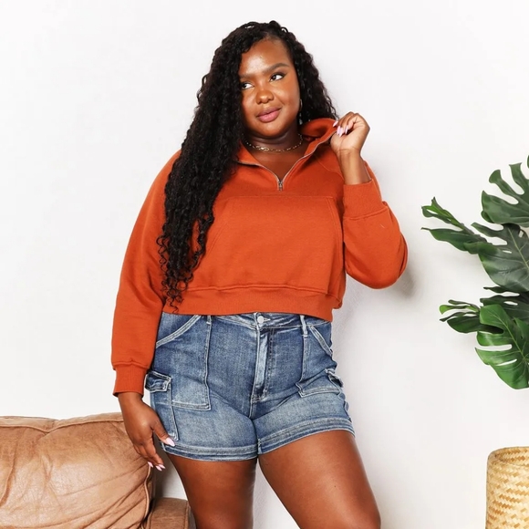 Double Take Half-Zip Long Sleeve Hoodie - Picture 8 of 12